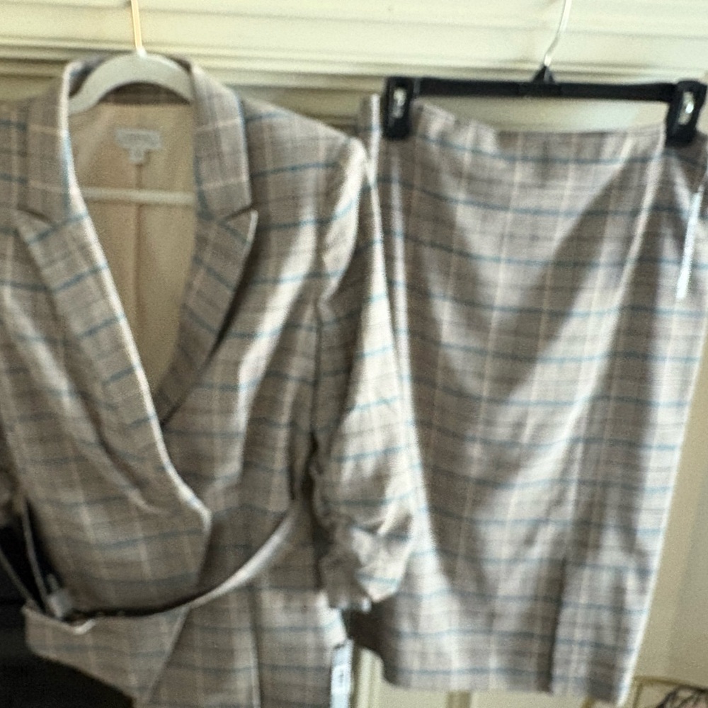Plaid Blazer and Skirt Set